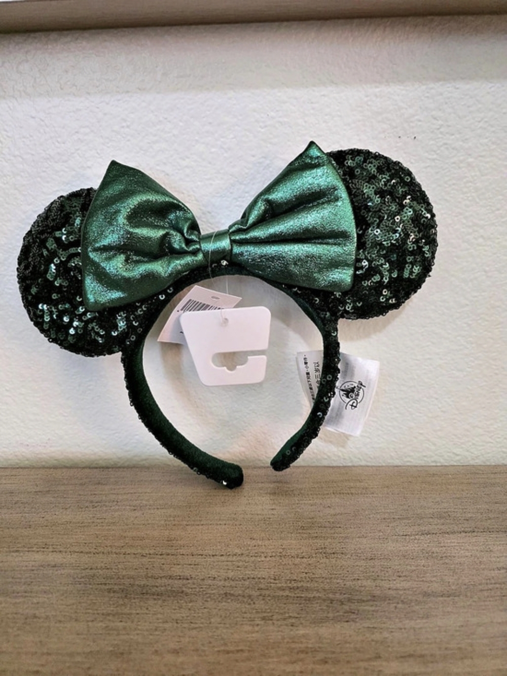 Disney Minnie Mouse Sequined Ear Headband with Bow Emerald Green